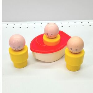 Vintage Fisher Price Little People Boat Red Yellow‎ Figures 1974 Retro Toy